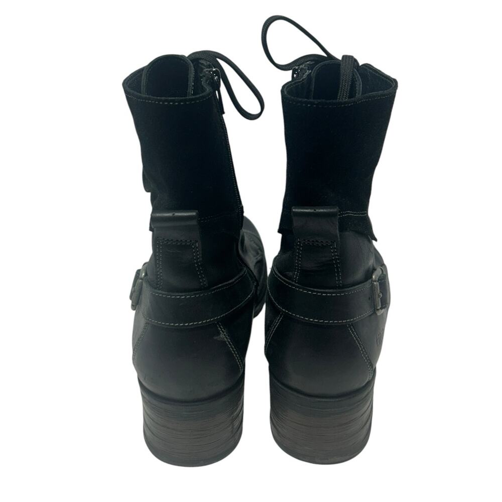 Taos Womens CRAVE Black Leather Block Heeled Zip Lace Combat Boots 42/ 11-11.5 - Picture 5 of 9